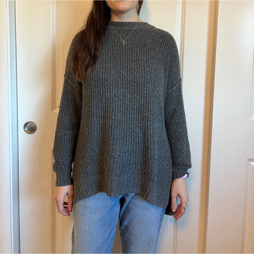 American Eagle Oversized Charcoal Crew Neck Sweater